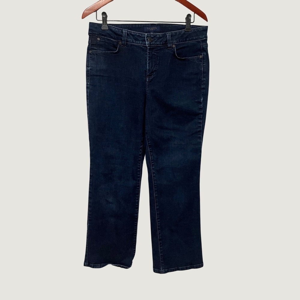 Talbots Petites Curvy Dark Wash Straight Leg Stretch Jeans Blue Size 10P